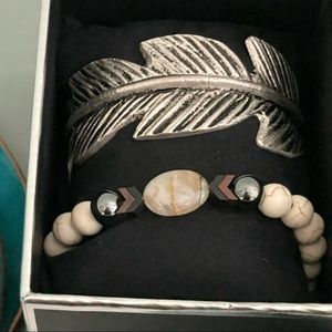 RUSTIC CUFF Feather Cuff and Arrow Bracelet -New never worn